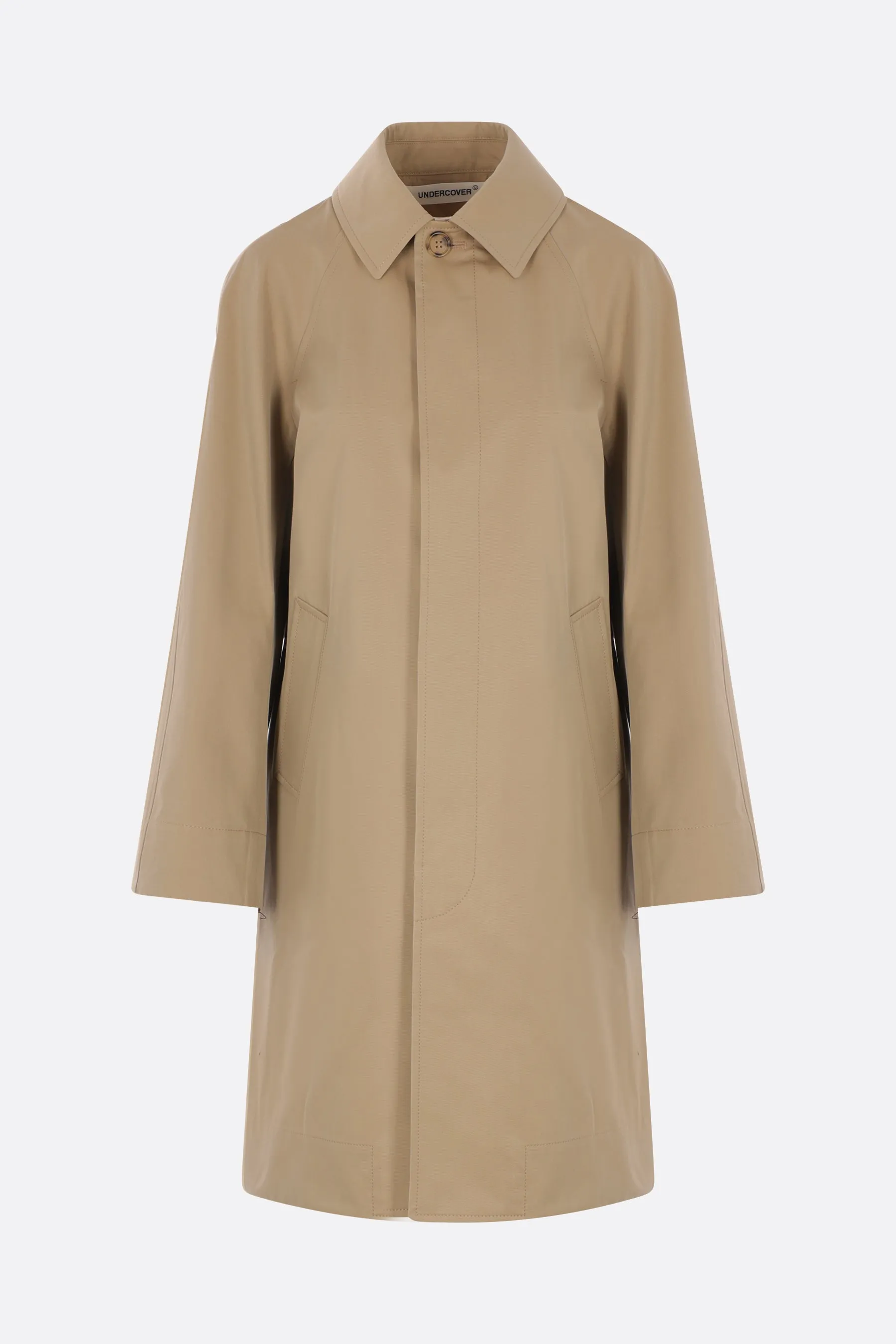 single-breasted gabardine trench coat