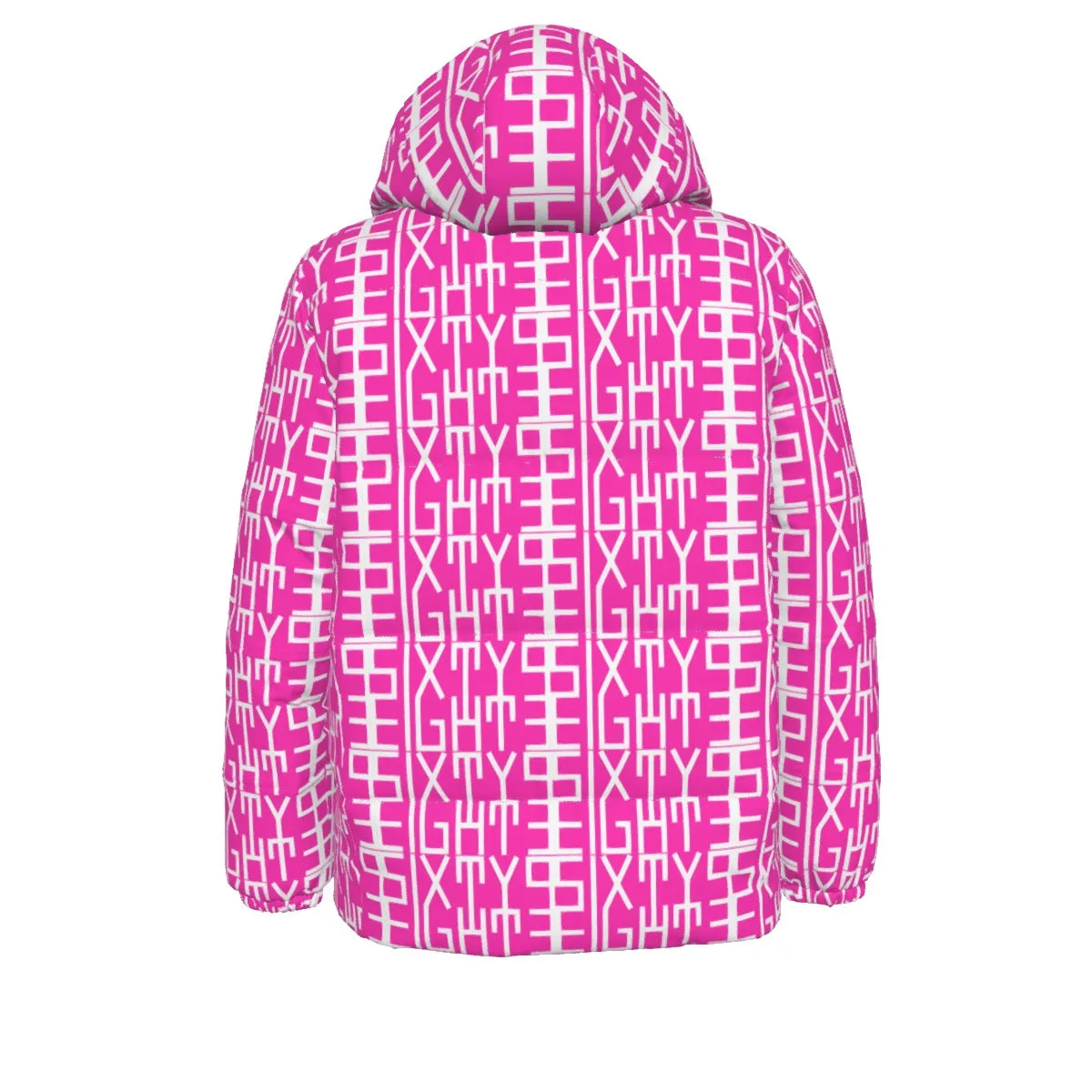 Sixty Eight 93 Infinity Logo White Fuchsia Unisex Hooded Puffer Jacket