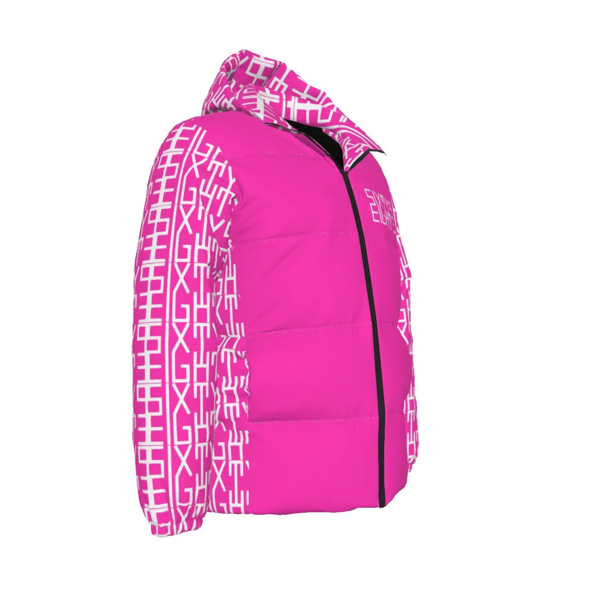 Sixty Eight 93 Infinity Logo White Fuchsia Unisex Hooded Puffer Jacket