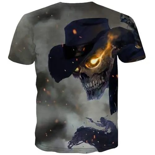 Skull T-shirt Men Flame Tshirts Cool Terror T-shirts 3d Funny Tshirt Anime Cosplay Tshirt Printed Short Sleeve Punk Rock Unisex