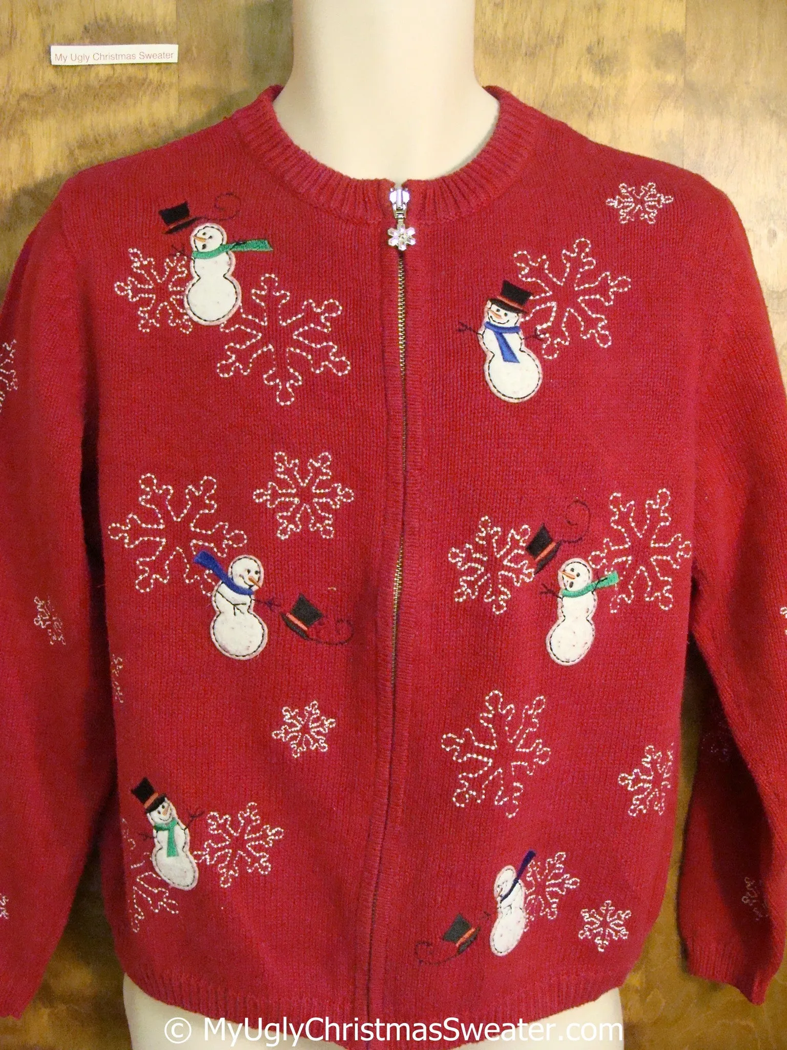 Snowmen in the Wind Red Ugly Christmas Sweater