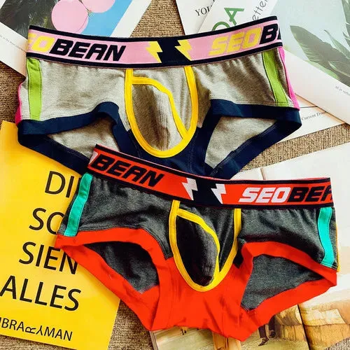 Solid Color Block Cotton 2Pcs Boxer