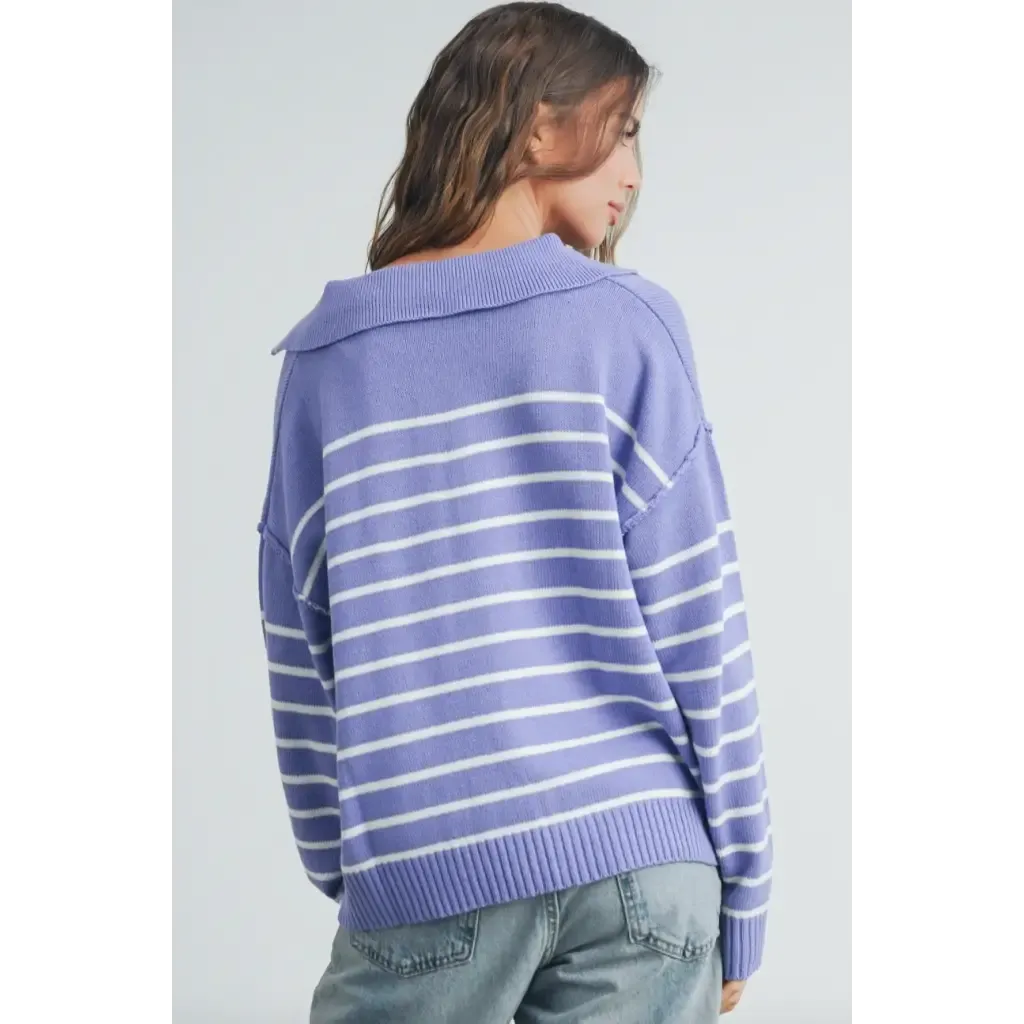 Sophia Spring V-Neck Striped Sweater