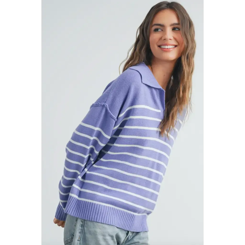 Sophia Spring V-Neck Striped Sweater