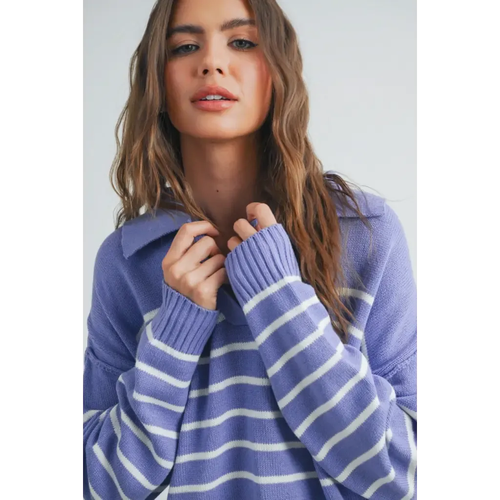 Sophia Spring V-Neck Striped Sweater