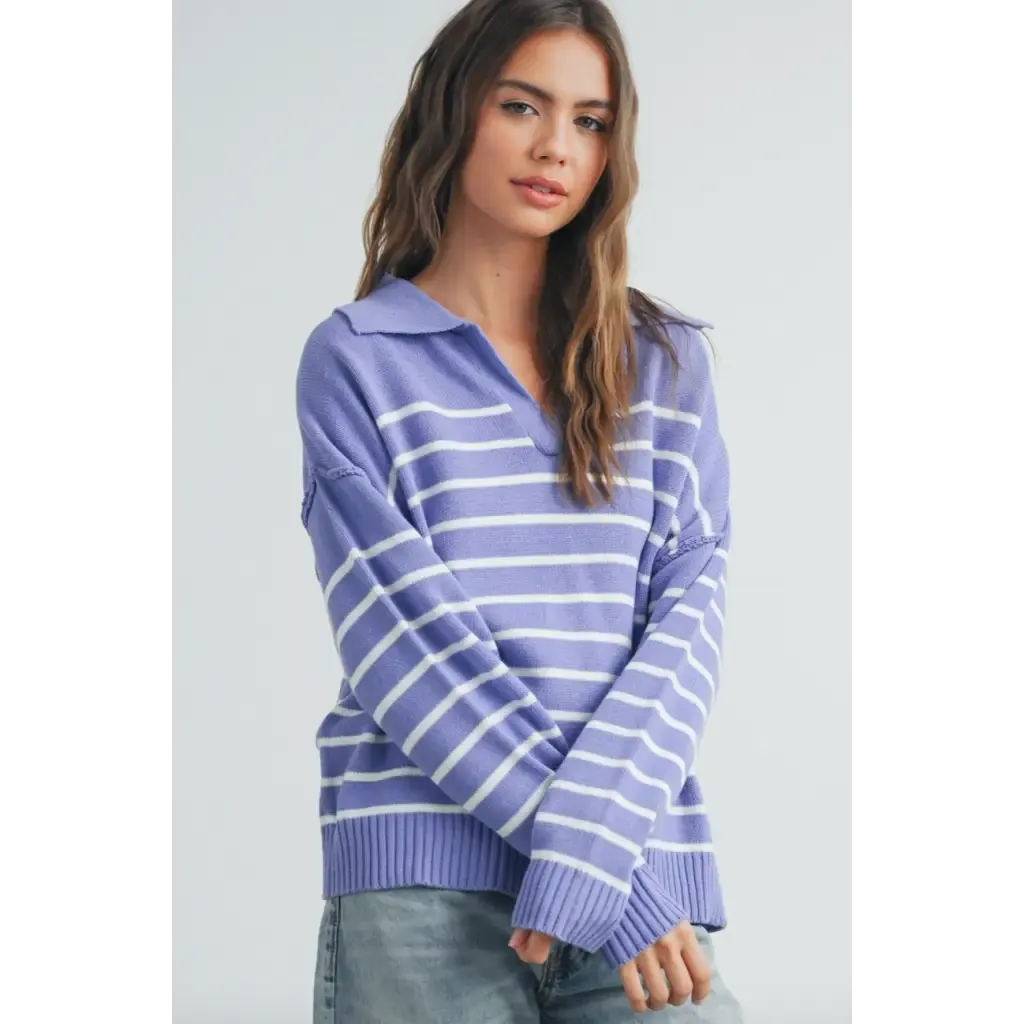 Sophia Spring V-Neck Striped Sweater