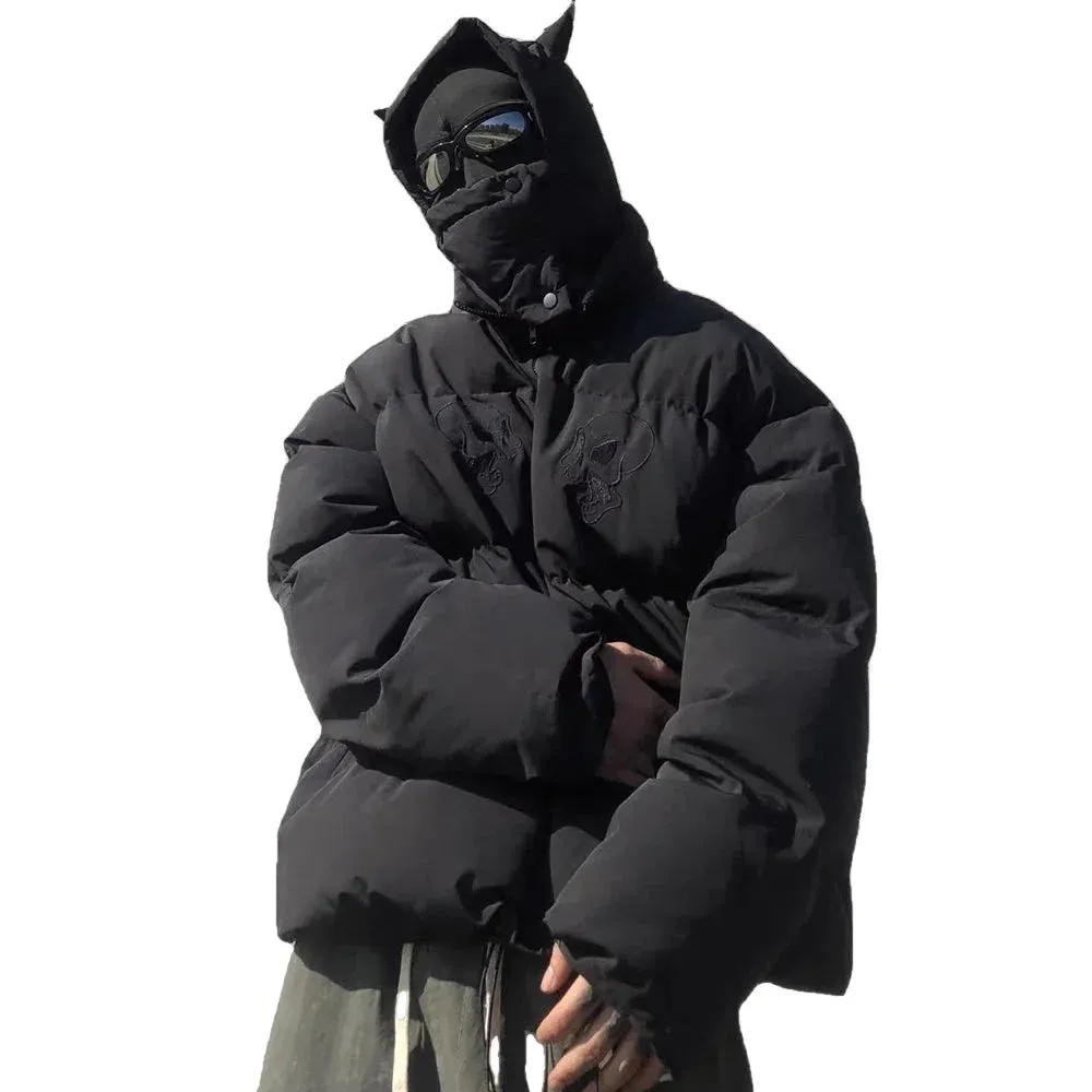 Streetwear "Devil Horns" Puffer Jacket