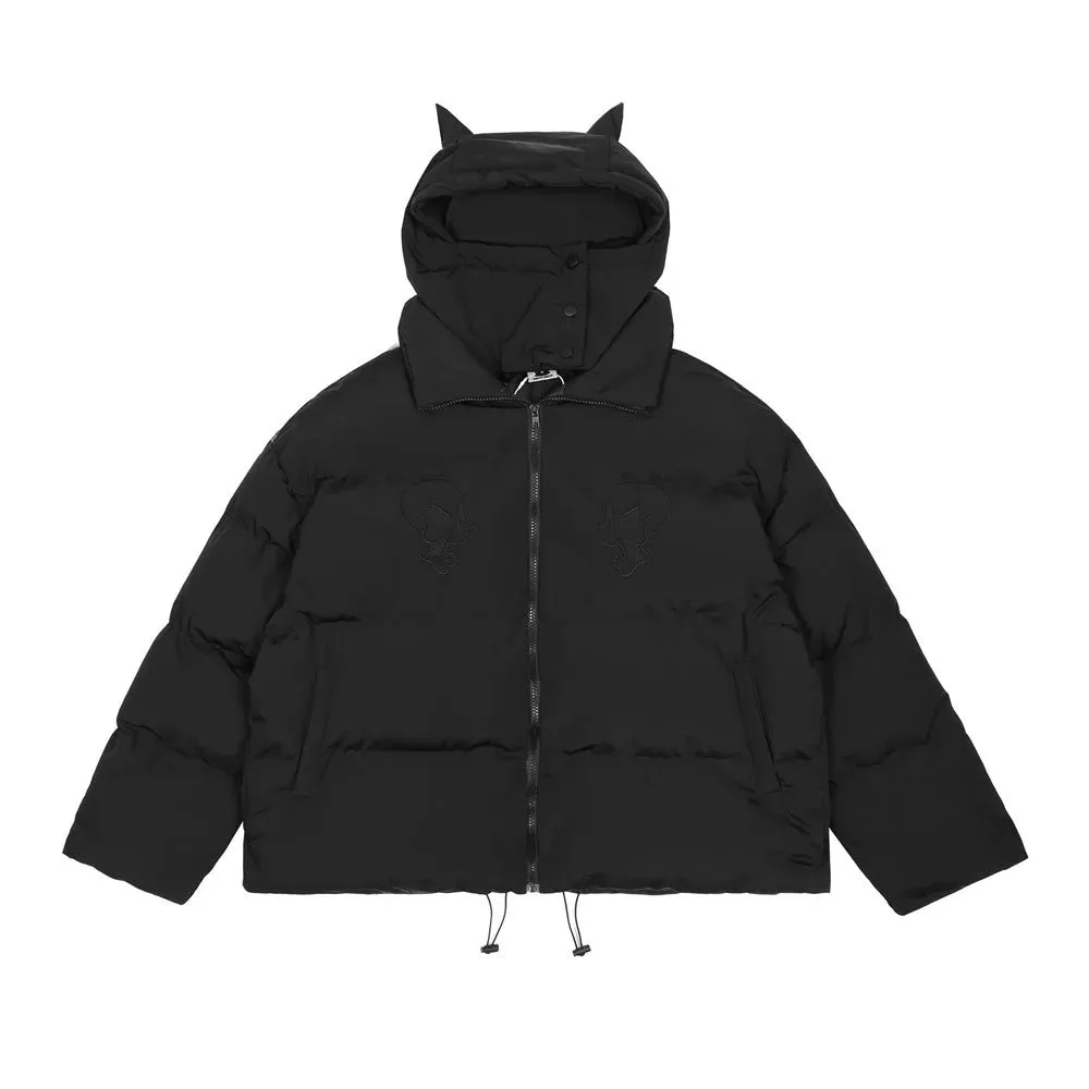 Streetwear "Devil Horns" Puffer Jacket