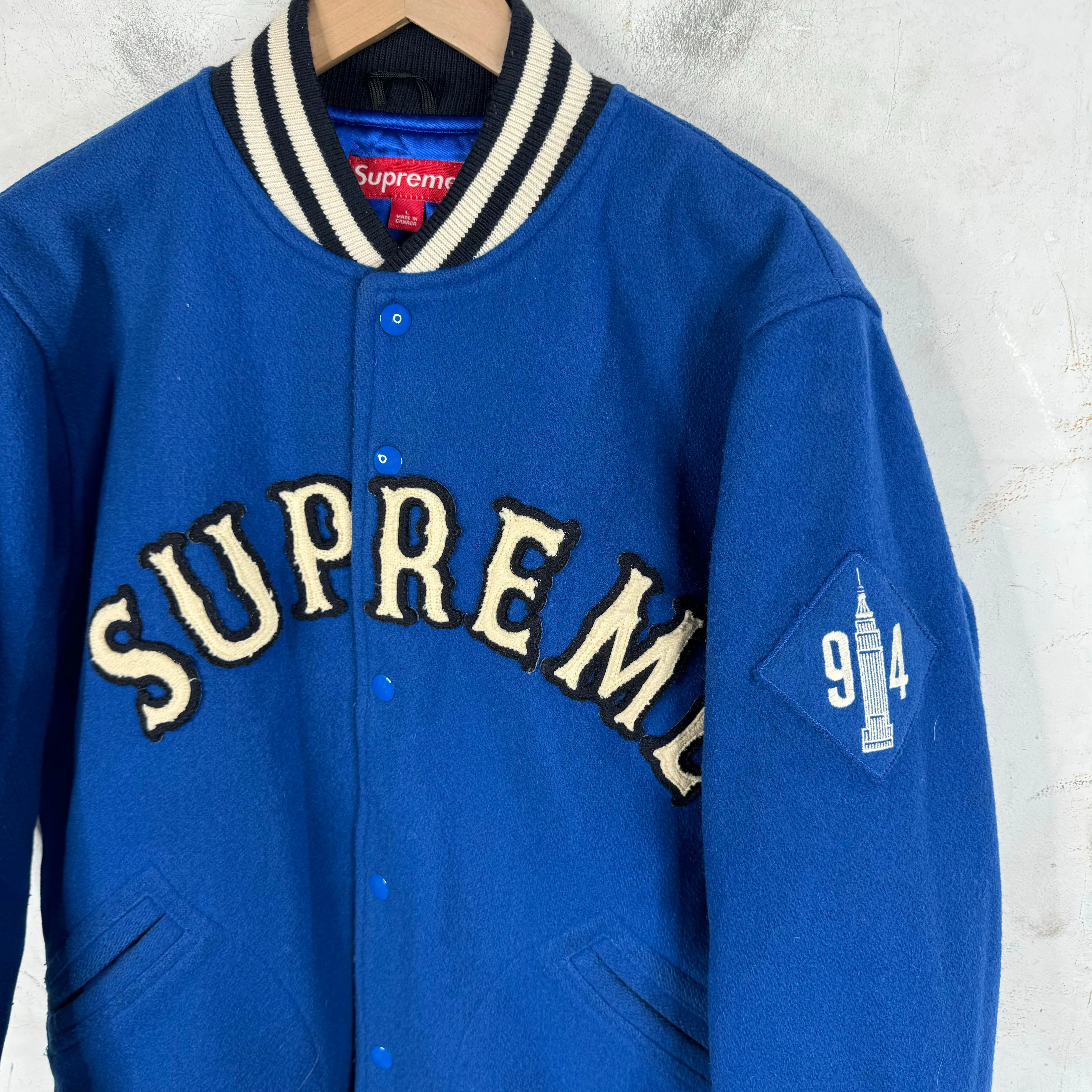 Supreme '05 Empire Building Wool Varsity Jacket