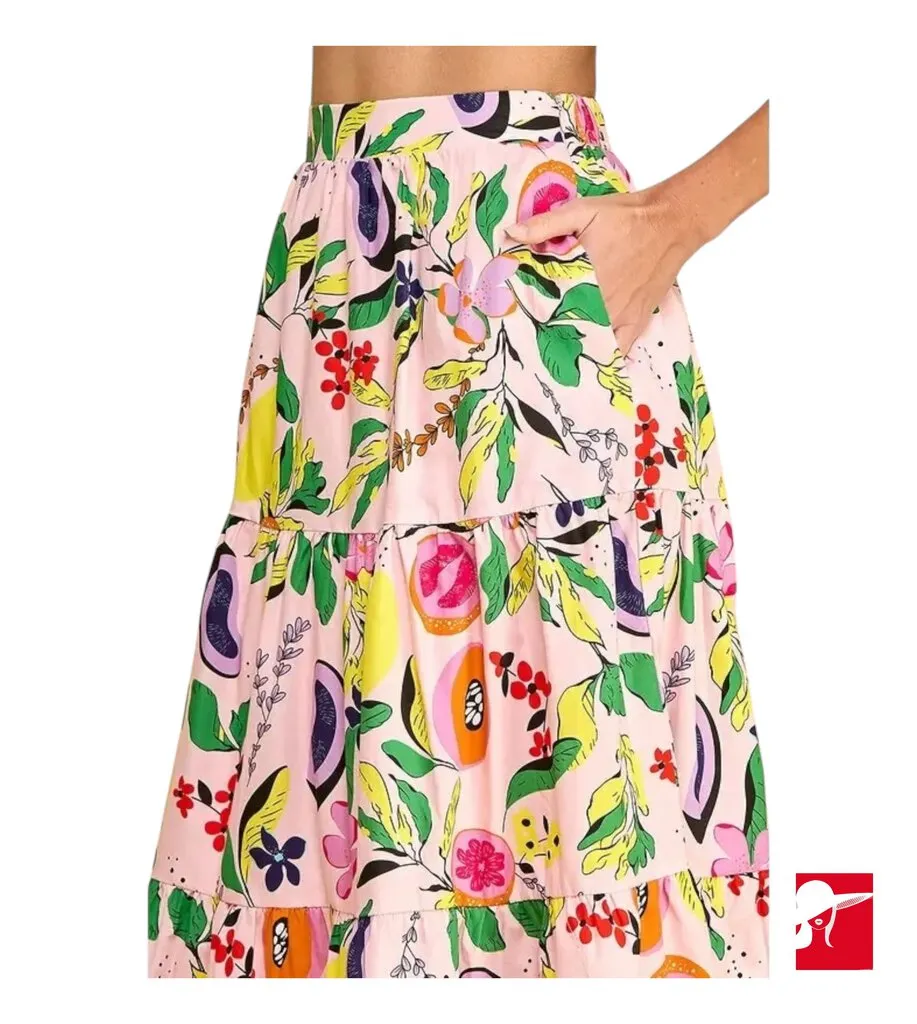 TCEC Floral tiered midi skirt NEW size L