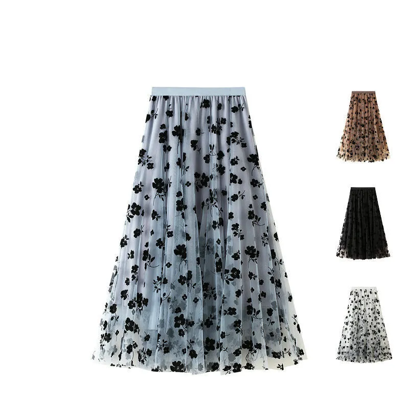 Thin Drape Pleated Mesh Skirt