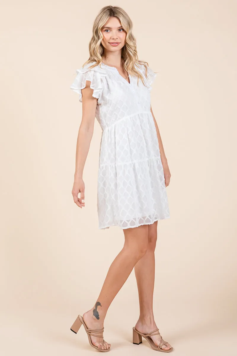 Tiered Babydoll Ruffle V Neck Mini Dress