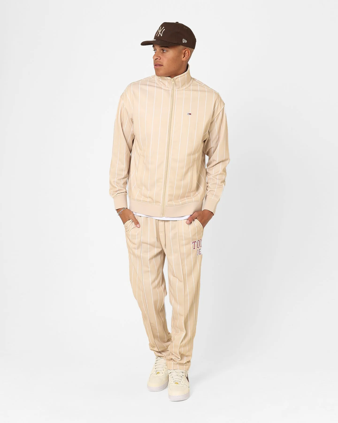 Tommy Jeans Relaxed Pinstripe Track Jacket Classic Beige