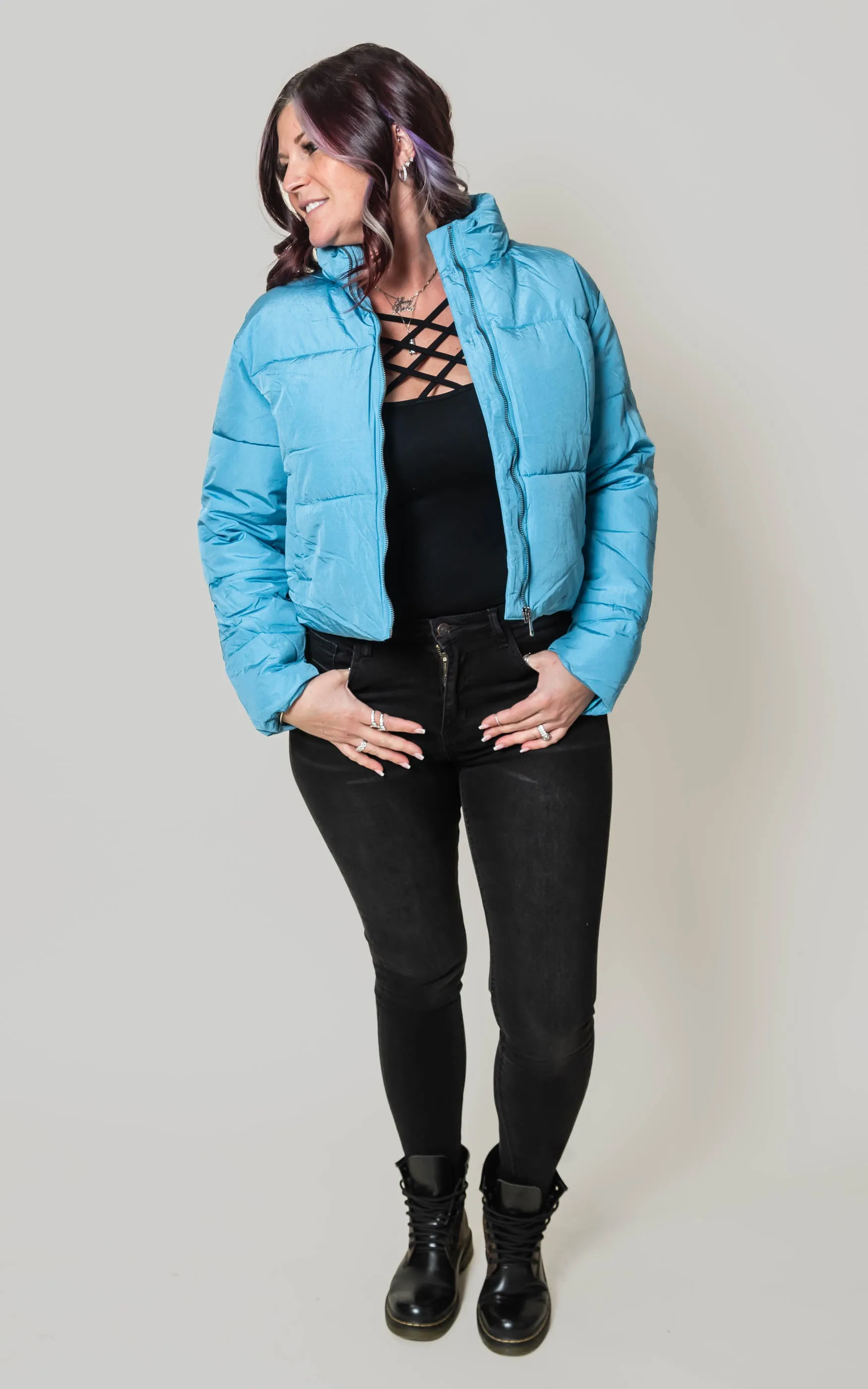 TREND TAKER PUFFER JACKET Dolphin Blue - Final Sale