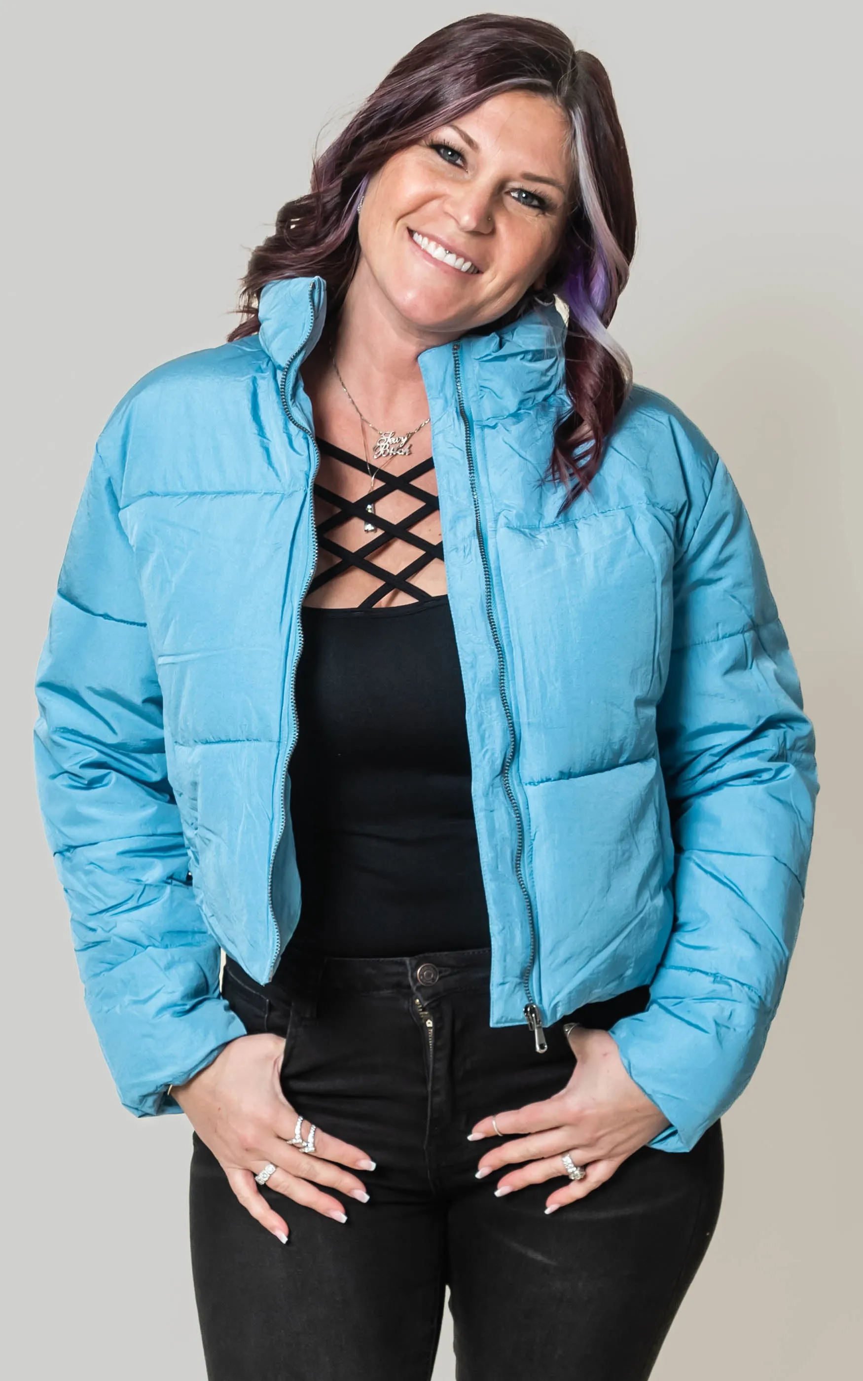 TREND TAKER PUFFER JACKET Dolphin Blue - Final Sale