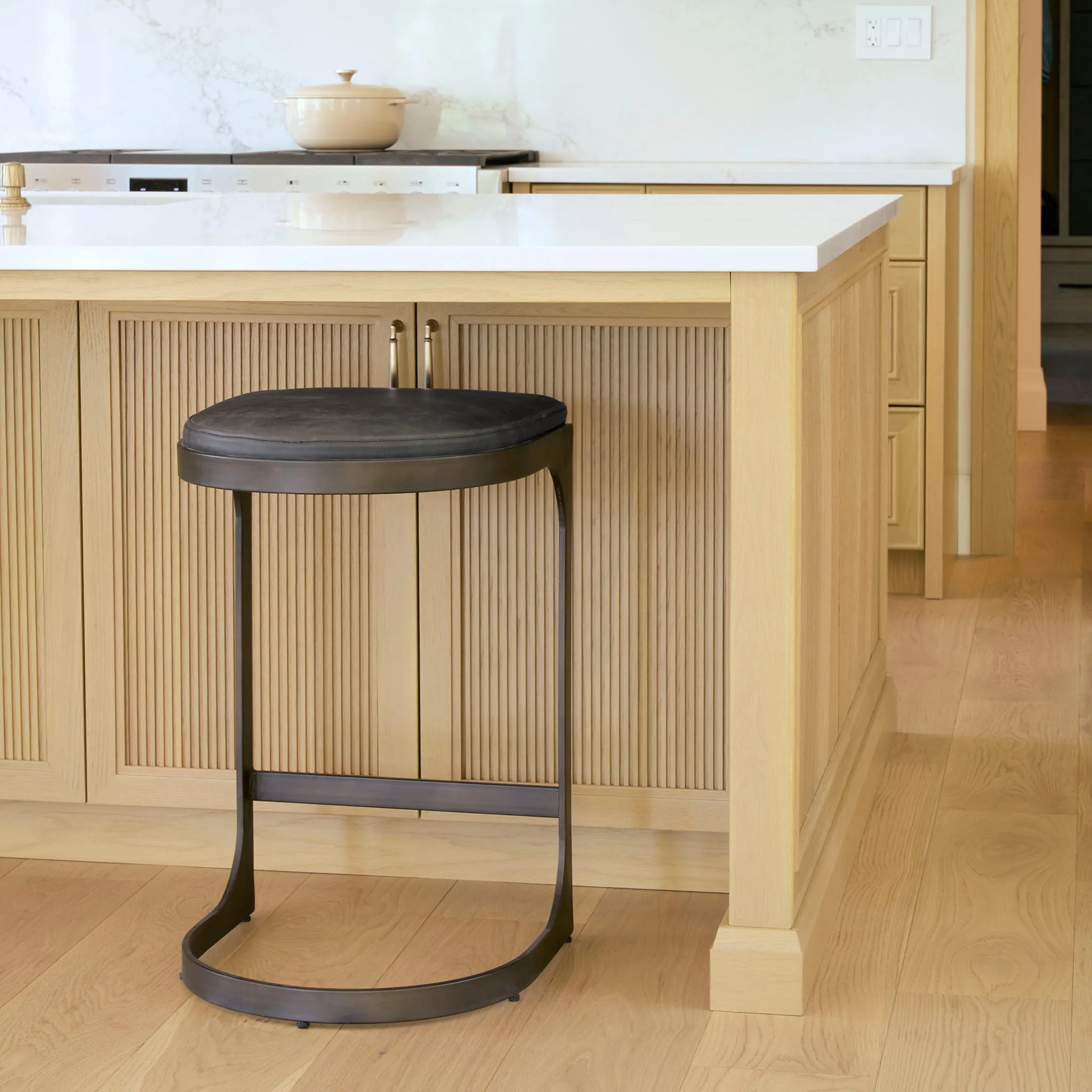 Tyler Counter Stool in Black Leather