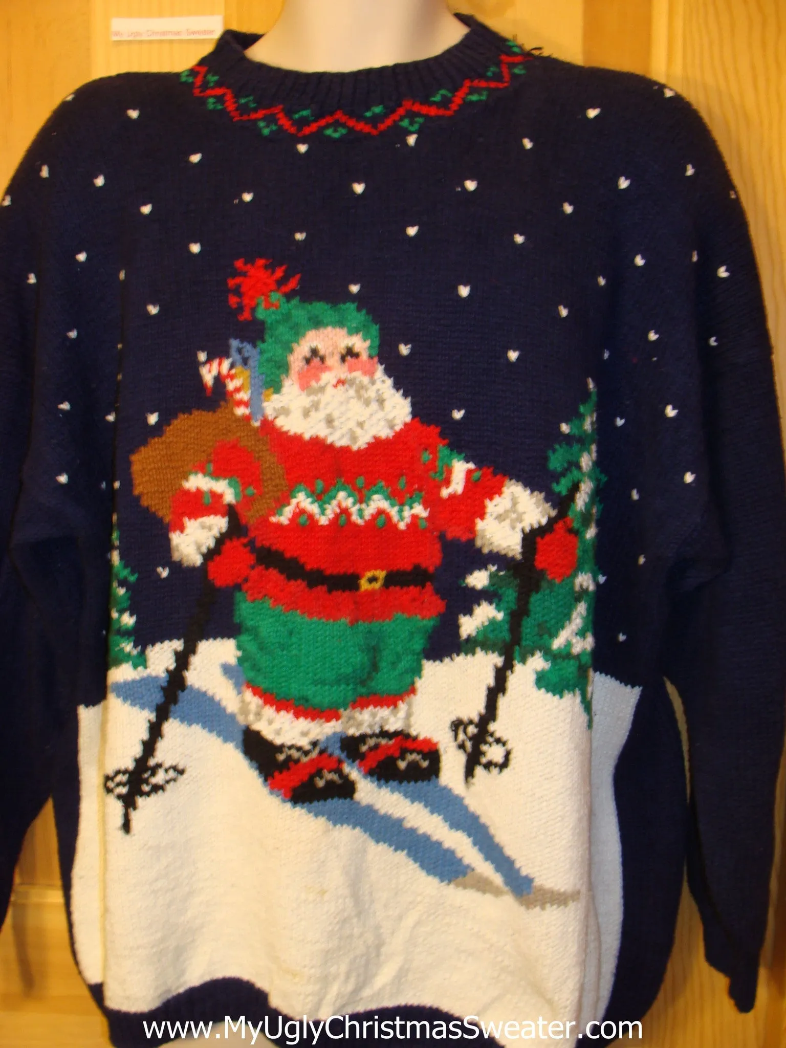 Ugly Christmas Sweater Skiing Santa Wms Mens XXXL