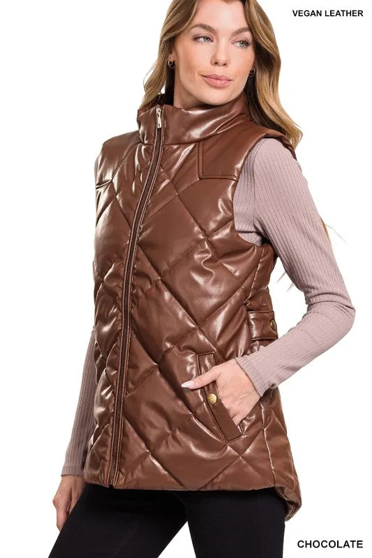 VEGAN LEATHER PUFFER VEST