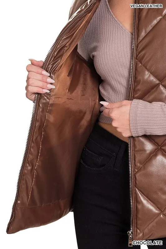 VEGAN LEATHER PUFFER VEST