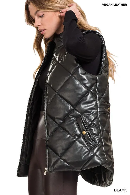 VEGAN LEATHER PUFFER VEST