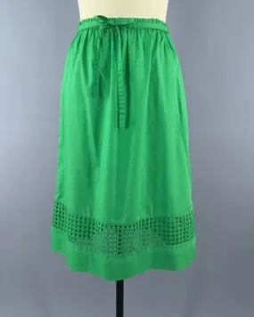 Vintage 1980s Preppy Gren Midi Skirt