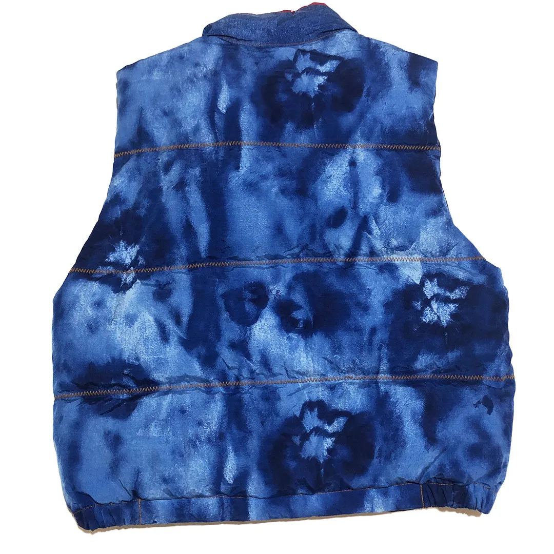 Vintage Phenix Denim Printed Puffer Vest