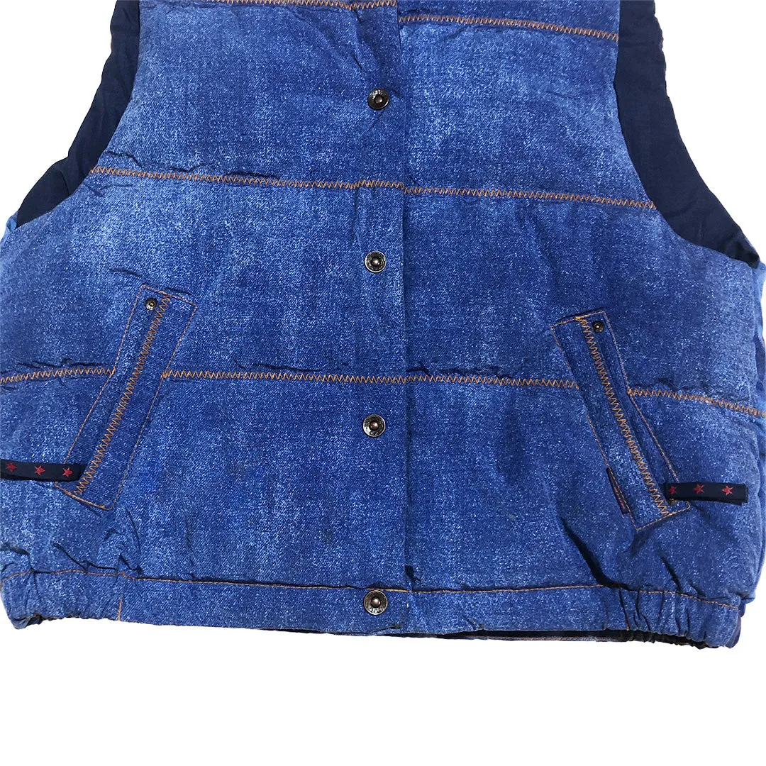 Vintage Phenix Denim Printed Puffer Vest