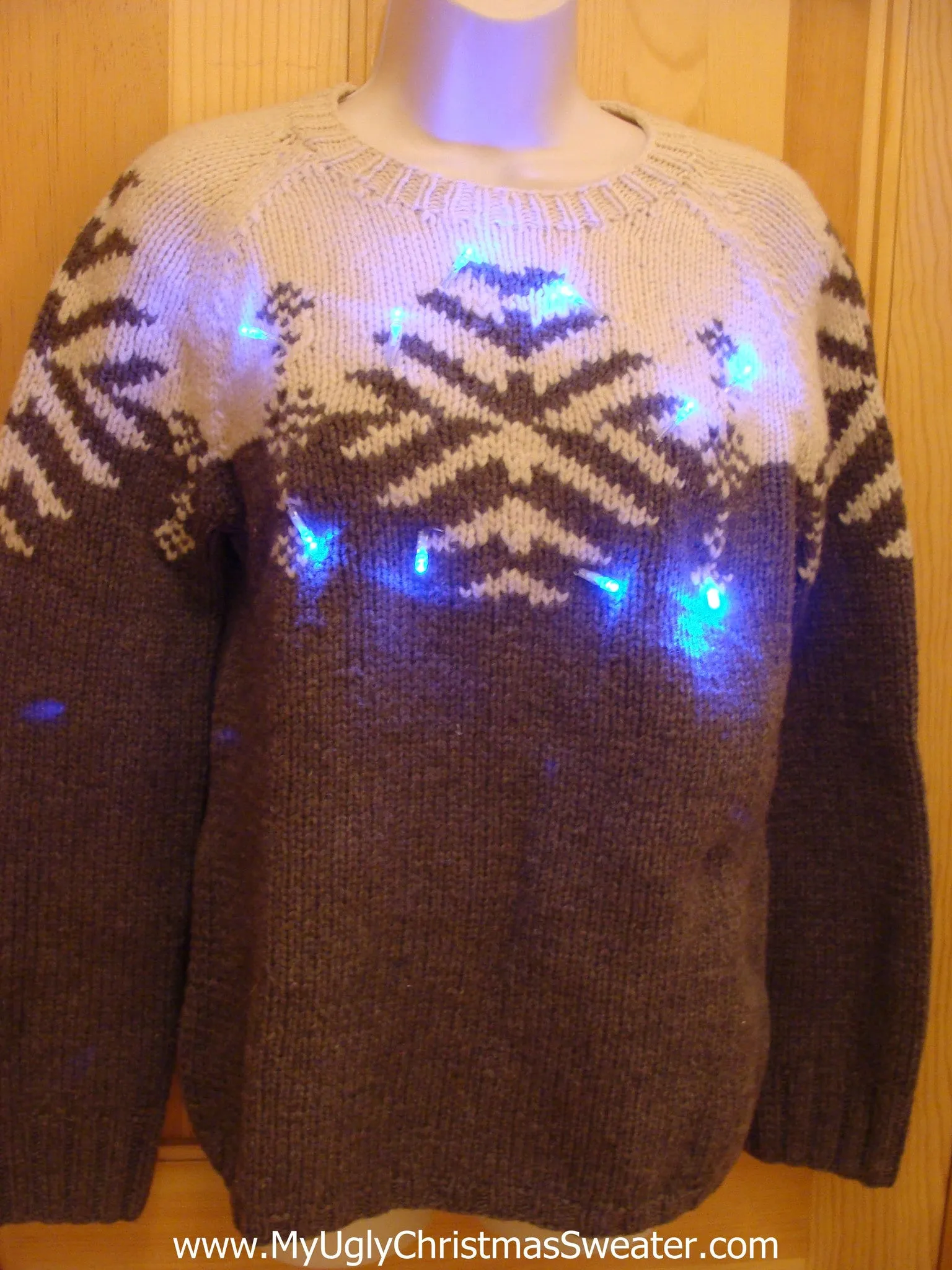 Vintage Snowflake Christmas Sweater with Lights