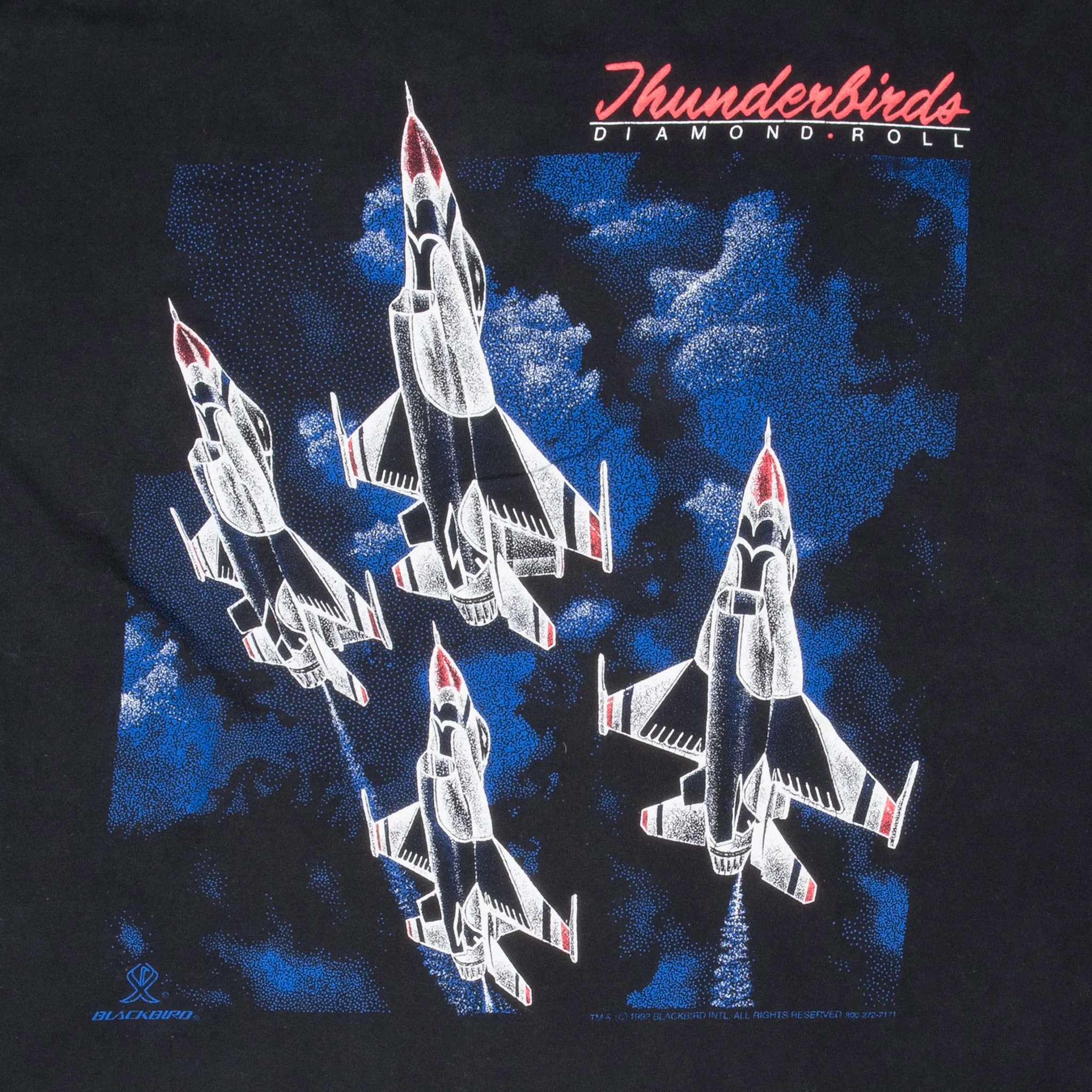 VINTAGE THUNDERBIRDS BLACKBIRD 1992 MILITARY TEE SHIRT 2XL MADE IN USA