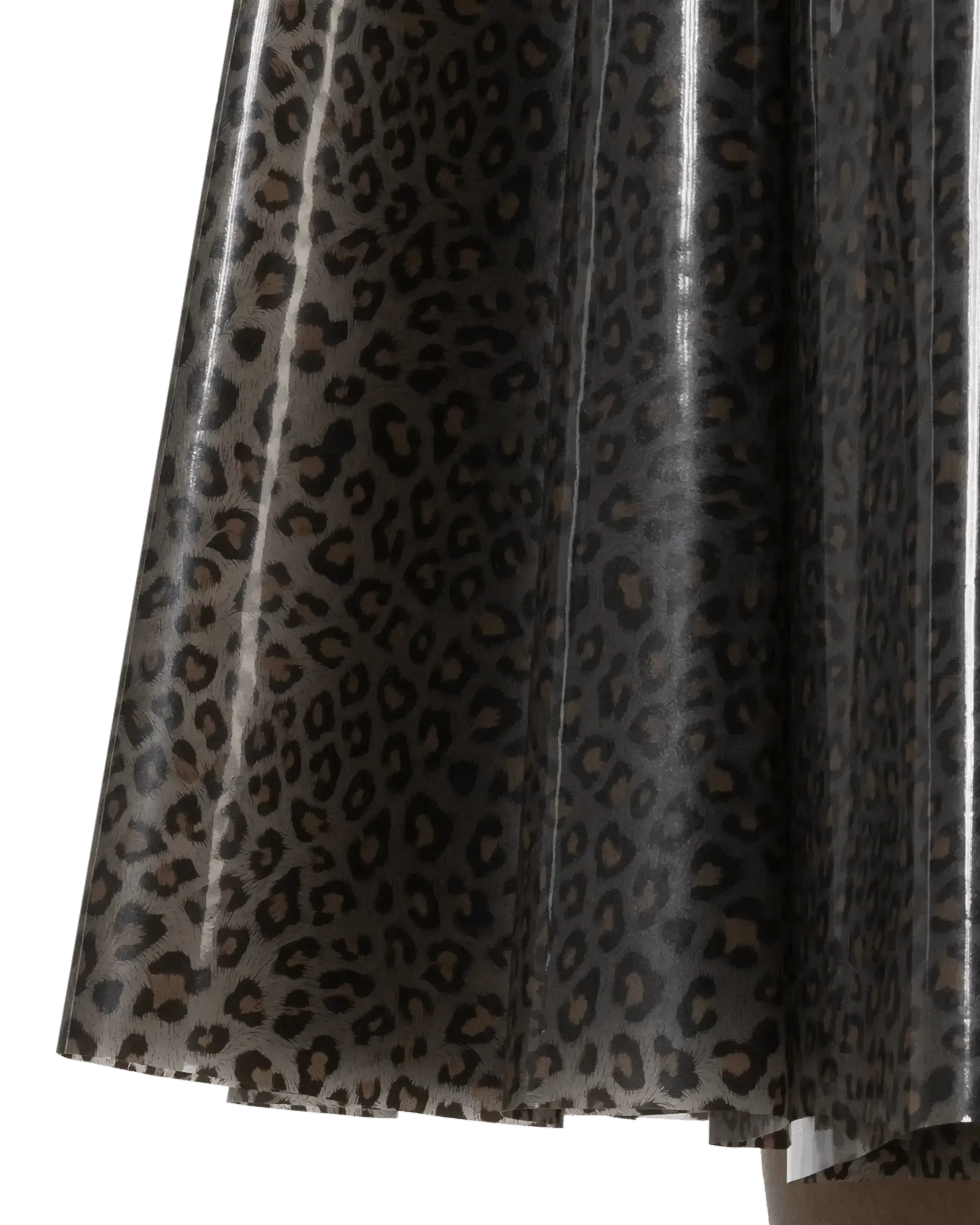 Vinyl-Covered Leopard Print Skirt