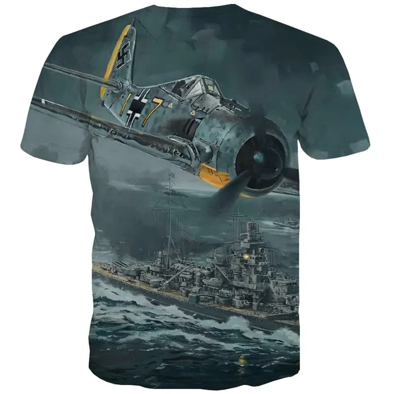 War T shirts Men Ocean Tshirts Casual Helicopter Tshirts Novelty Military Tshirt Anime Metal T-shirts Graphic