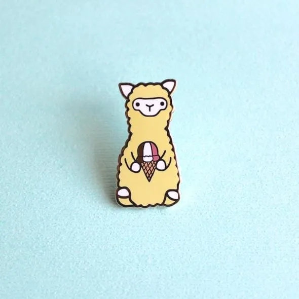 Wild Whimsy Alpaca Ice Cream Pin