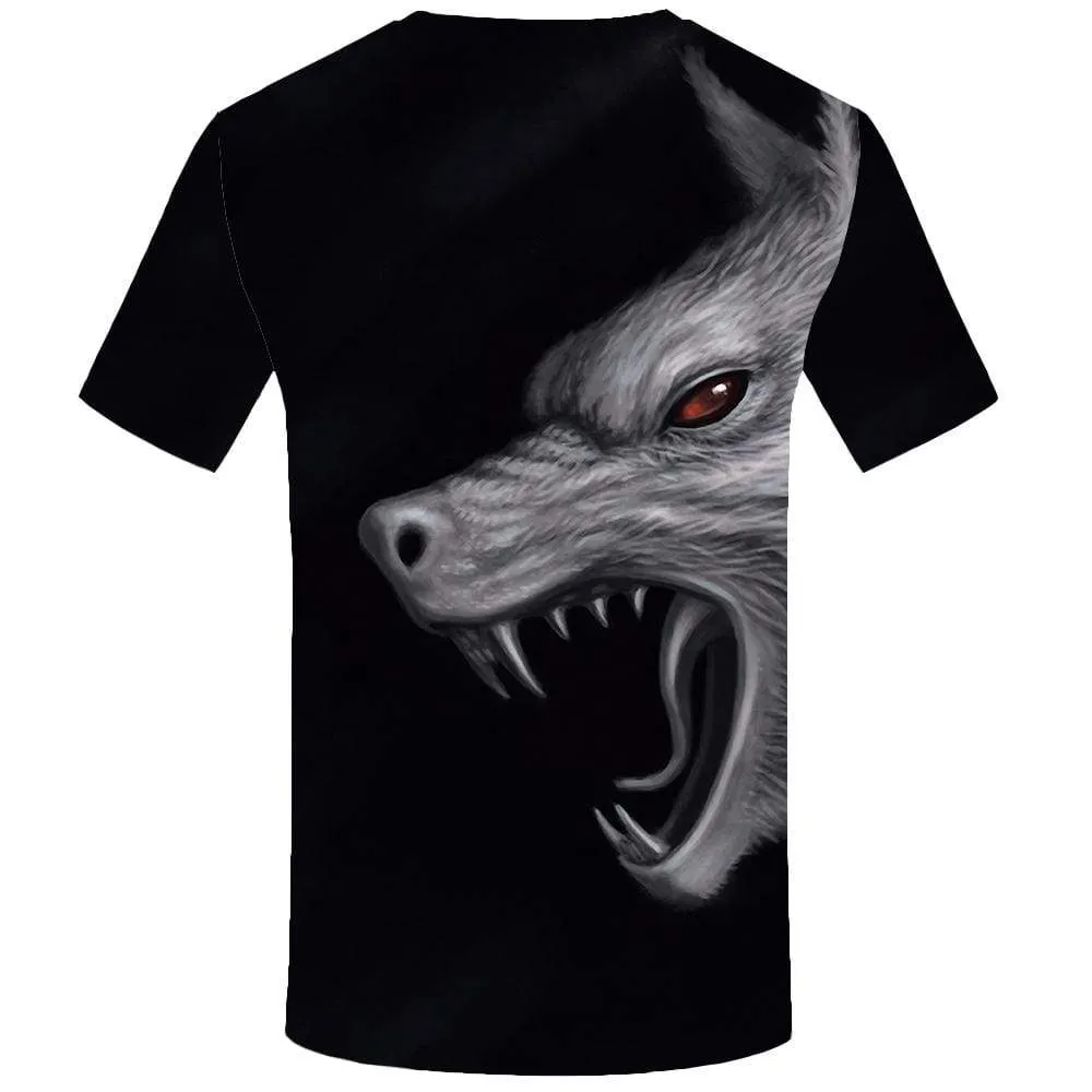 Wolf T-shirts Men Black Tshirt Anime Animal Tshirts Print Gothic T-shirt 3d Metal T shirts Funny Mens Clothing Graphic Unisex