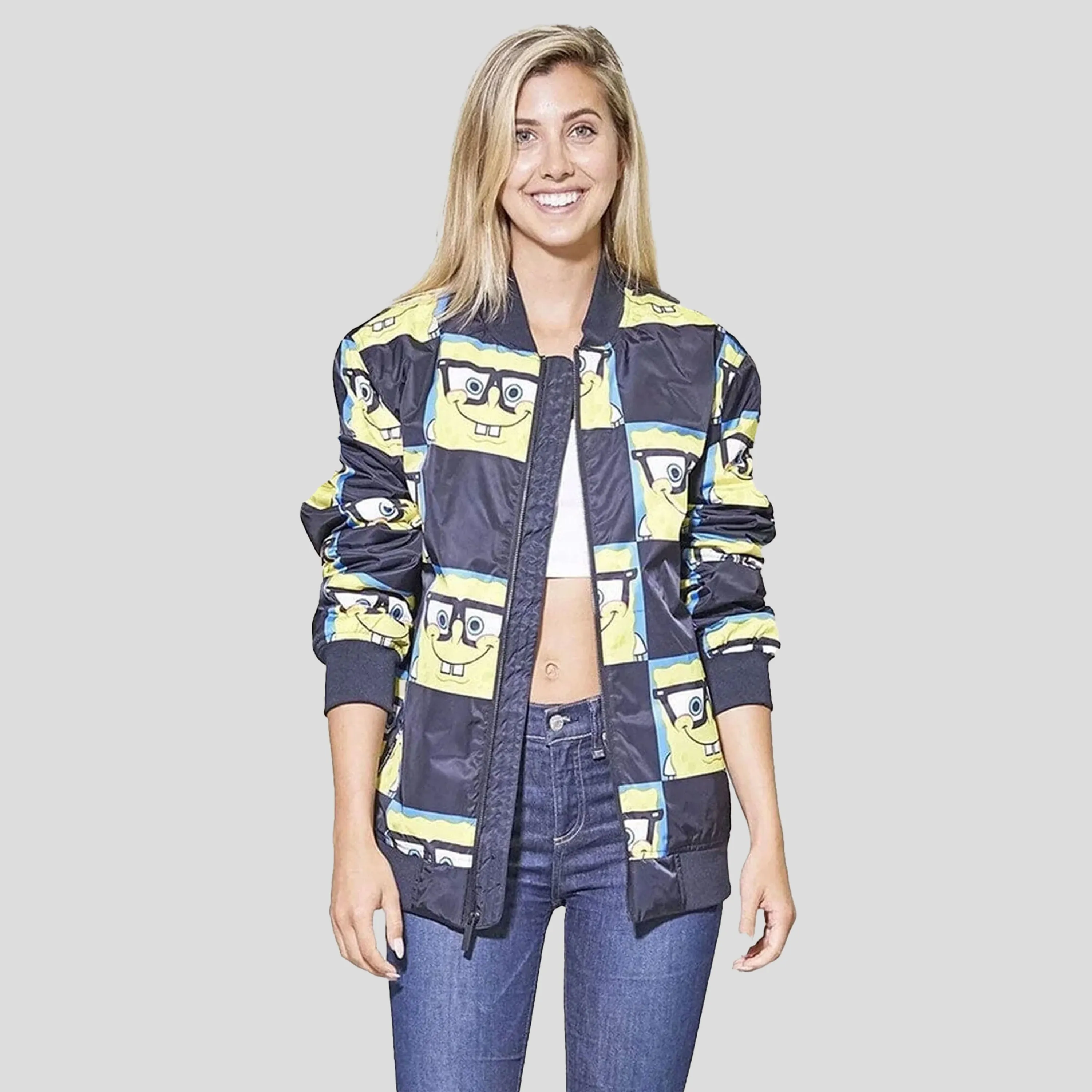 Women's Nickelodeon SpongeBob Bomber Oversized Jacket - FINAL SALE