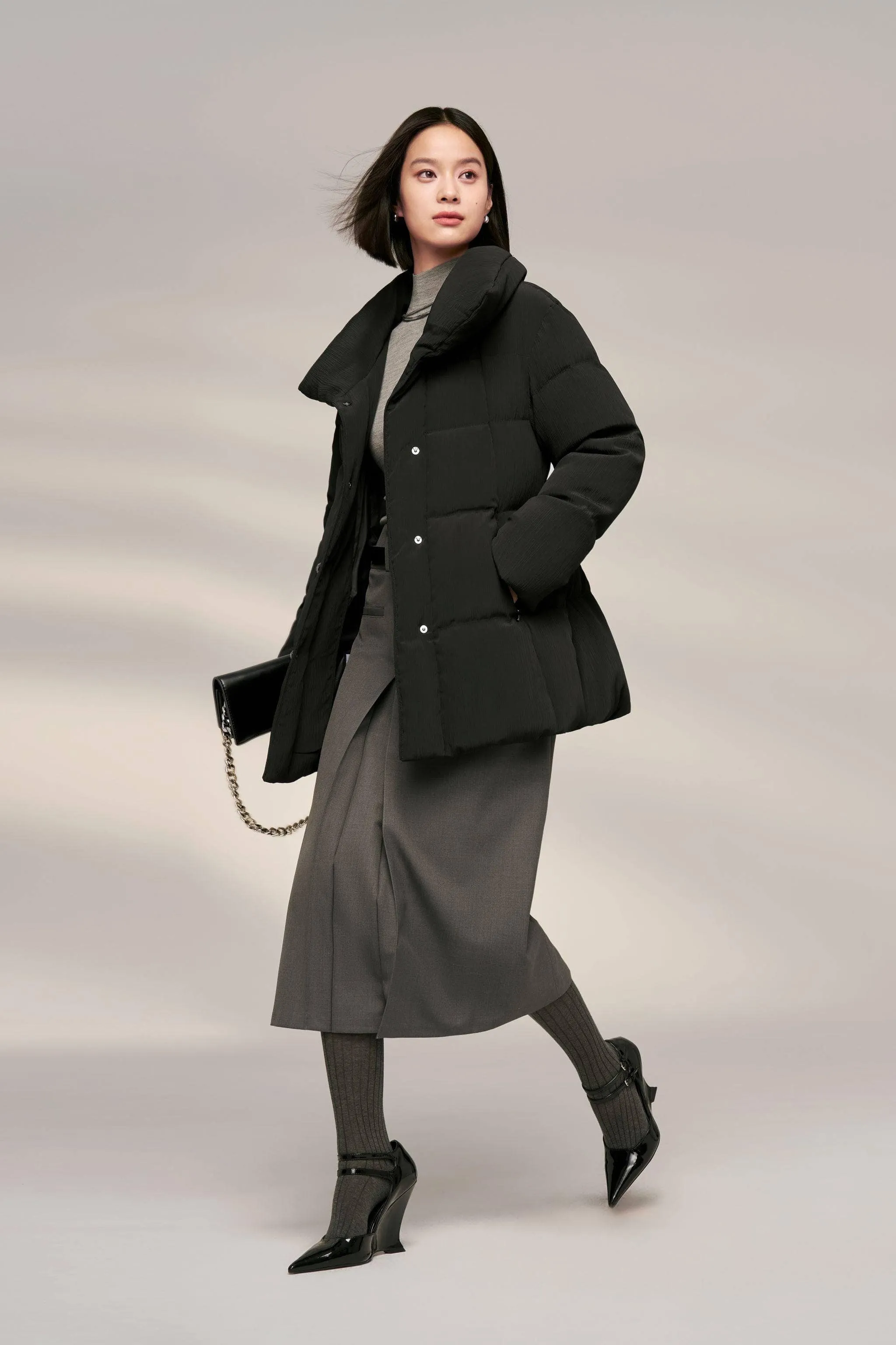 Women’s Quiet Luxury Goose Down Trench Coat 4314