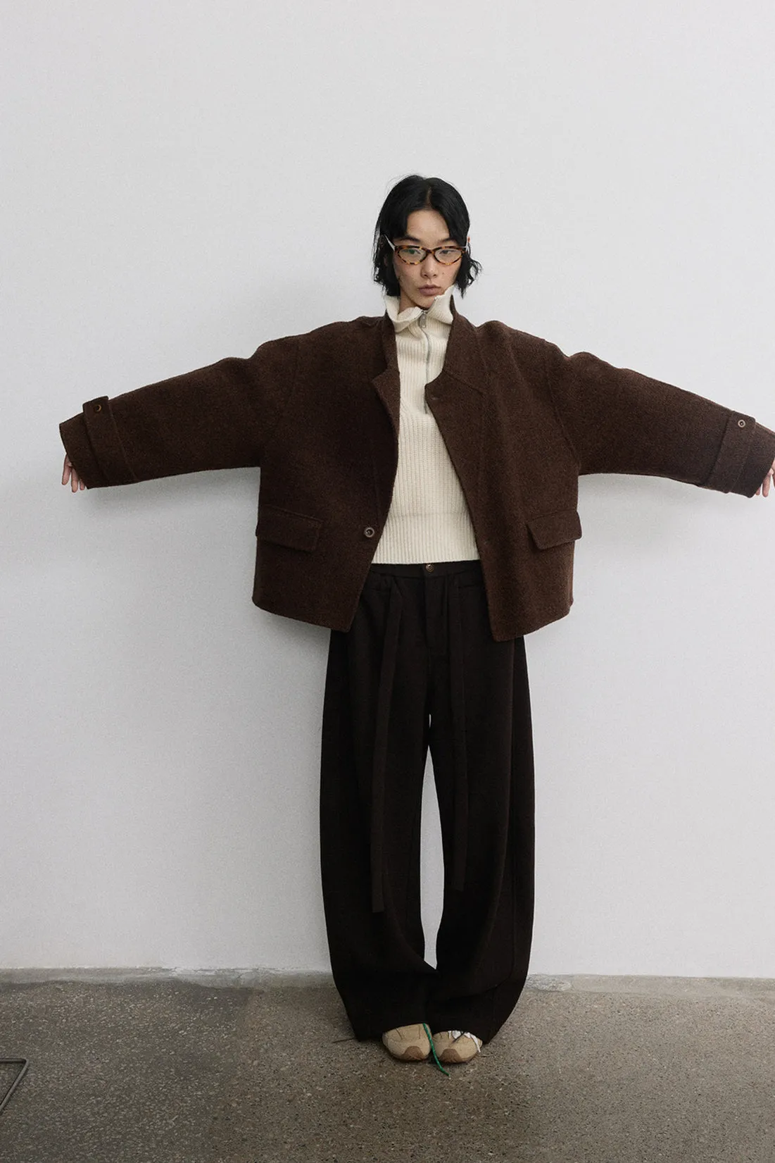 Wool riched deconstructed patchwork wool jacket | 2 color