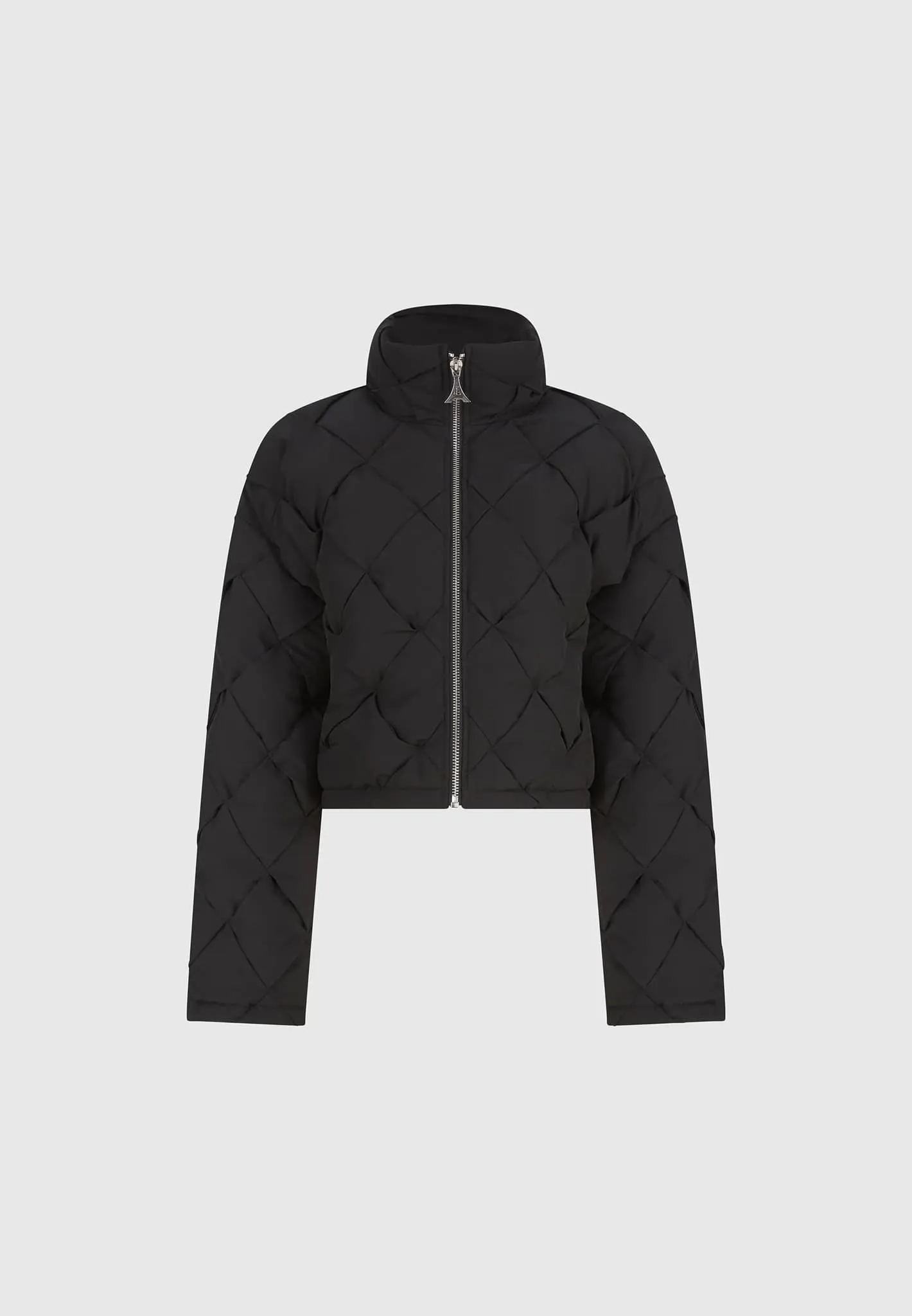 Woven Interlock Puffer Jacket - Black