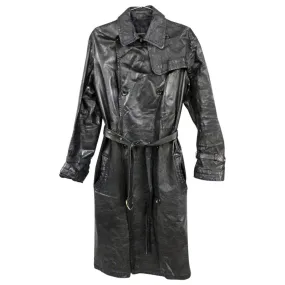 Yohji Yamamoto Noir Black Leather Trench Coat  Unisex M