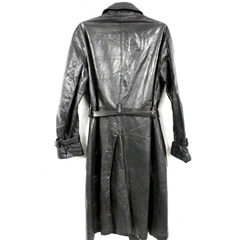 Yohji Yamamoto Noir Black Leather Trench Coat  Unisex M